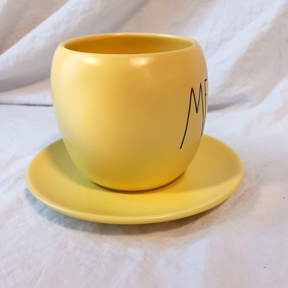 Rae Dunn Memaw Grandma Sunny Yellow Tea Coffee Mug Black Writing Cup and Saucer - Picture 5 of 12